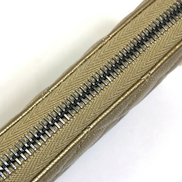 CHANEL Gradation Matelasse Zip Around Long Wallet Lambskin Leather Gold x Brown - Picture 6 of 12